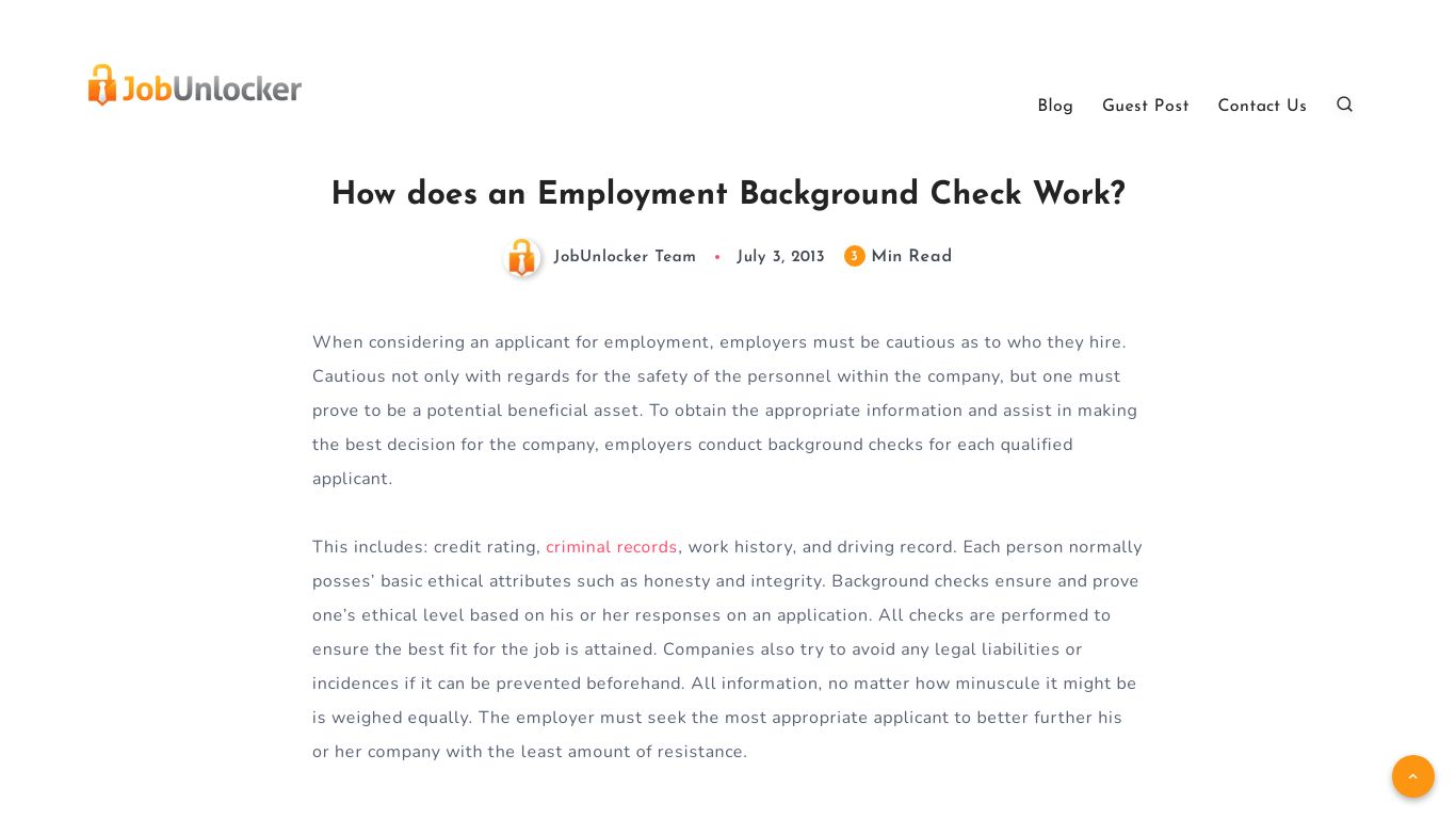 How does an Employment Background Check Work? - JobUnlocker